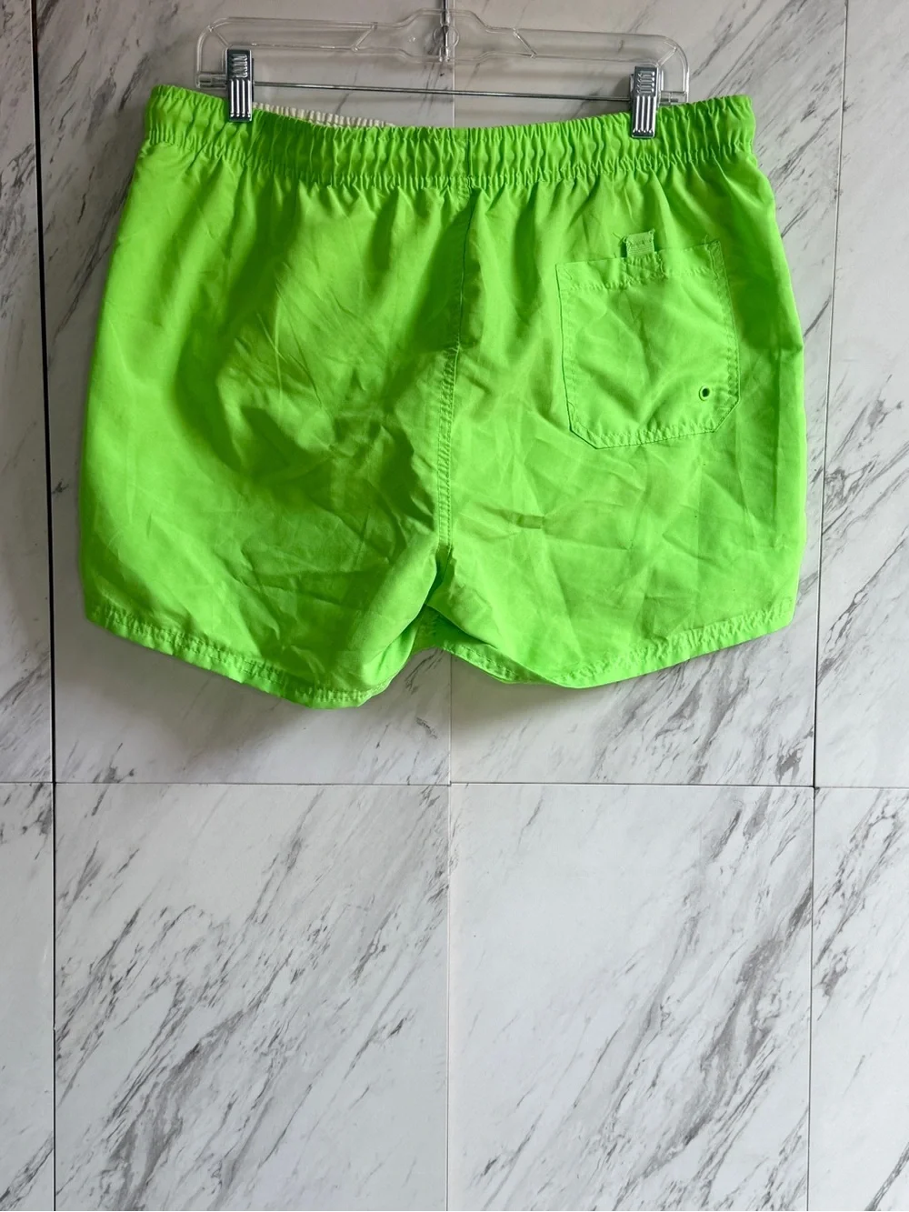 Primark Neon Lime Green Drawstring Elastic Waist Stretch Swim Shorts Size Large